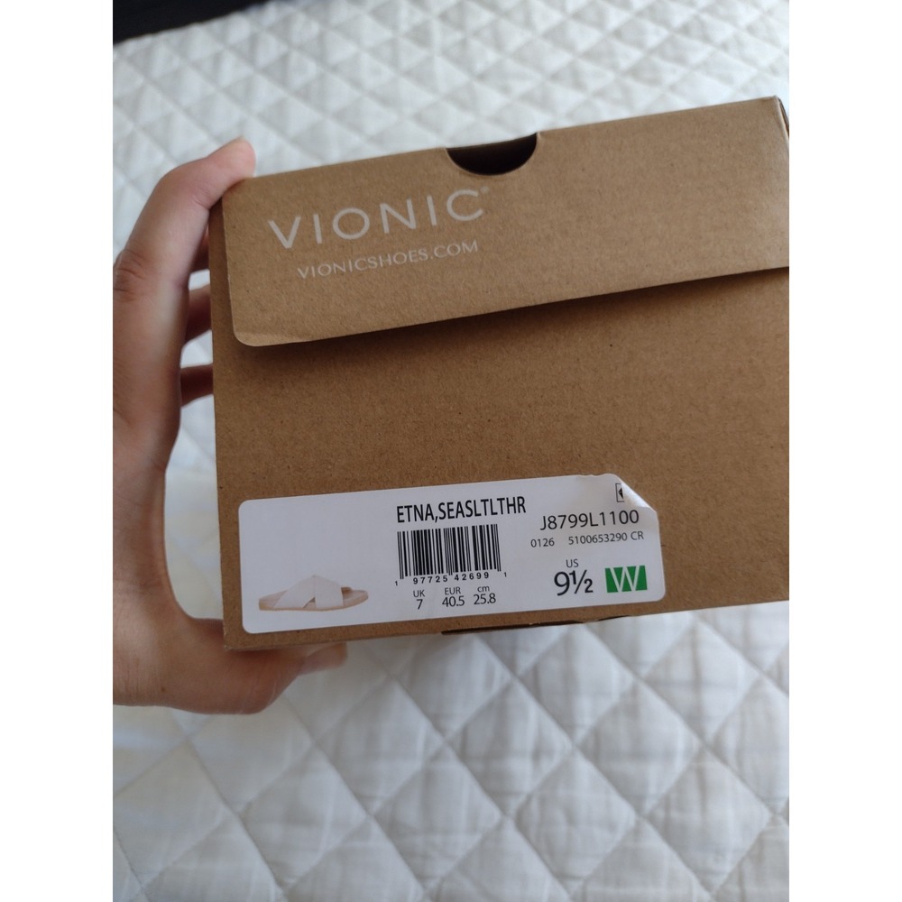 New VIONIC Etna Slide Sandal Sea Salt Leather Sz US 9.5 Minimalist Comfort - Picture 7 of 7
